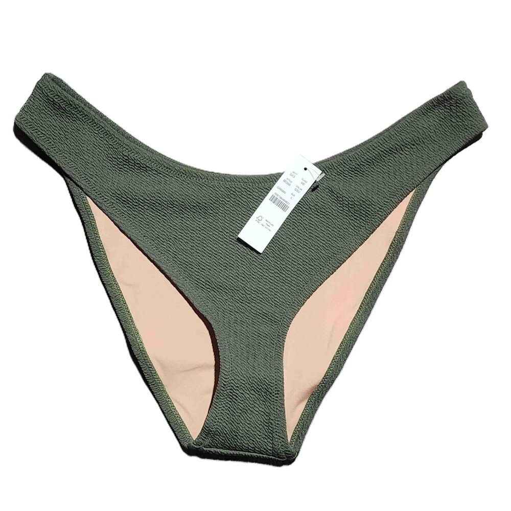 J.Crew Womens Green Ribbed Bikini Bottom Large NWT